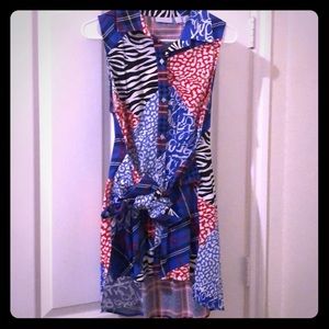 Mixed media wrap shirt